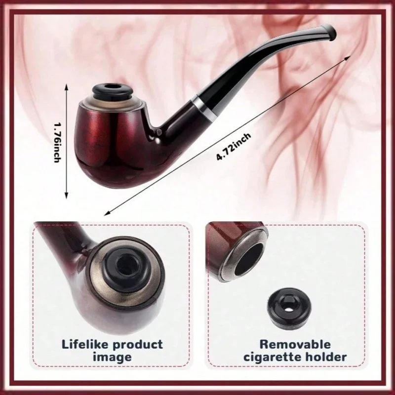 Realistic Detective Fake Pipe Costume Accessory, Simulation Tobacco Pipe Prop Model, Ideal for Halloween Stage Shows & Cosplay R
