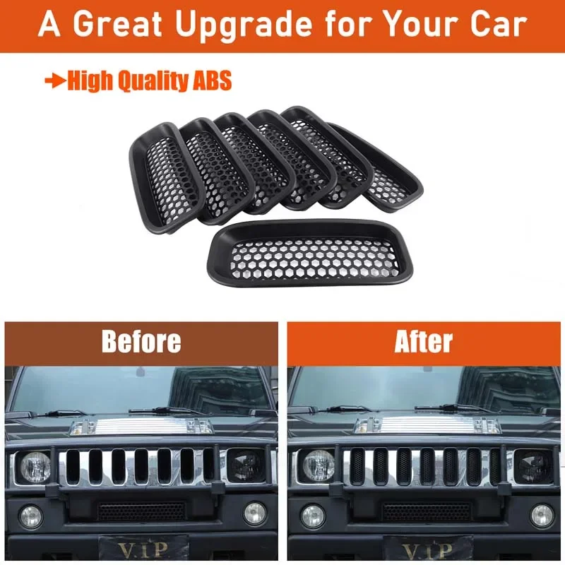 ABS Car Front Grille Insect-Proof Air Inlet Filter Net Protection Cover Grill Trim For Hummer H2 2003-2007 Car Accessories