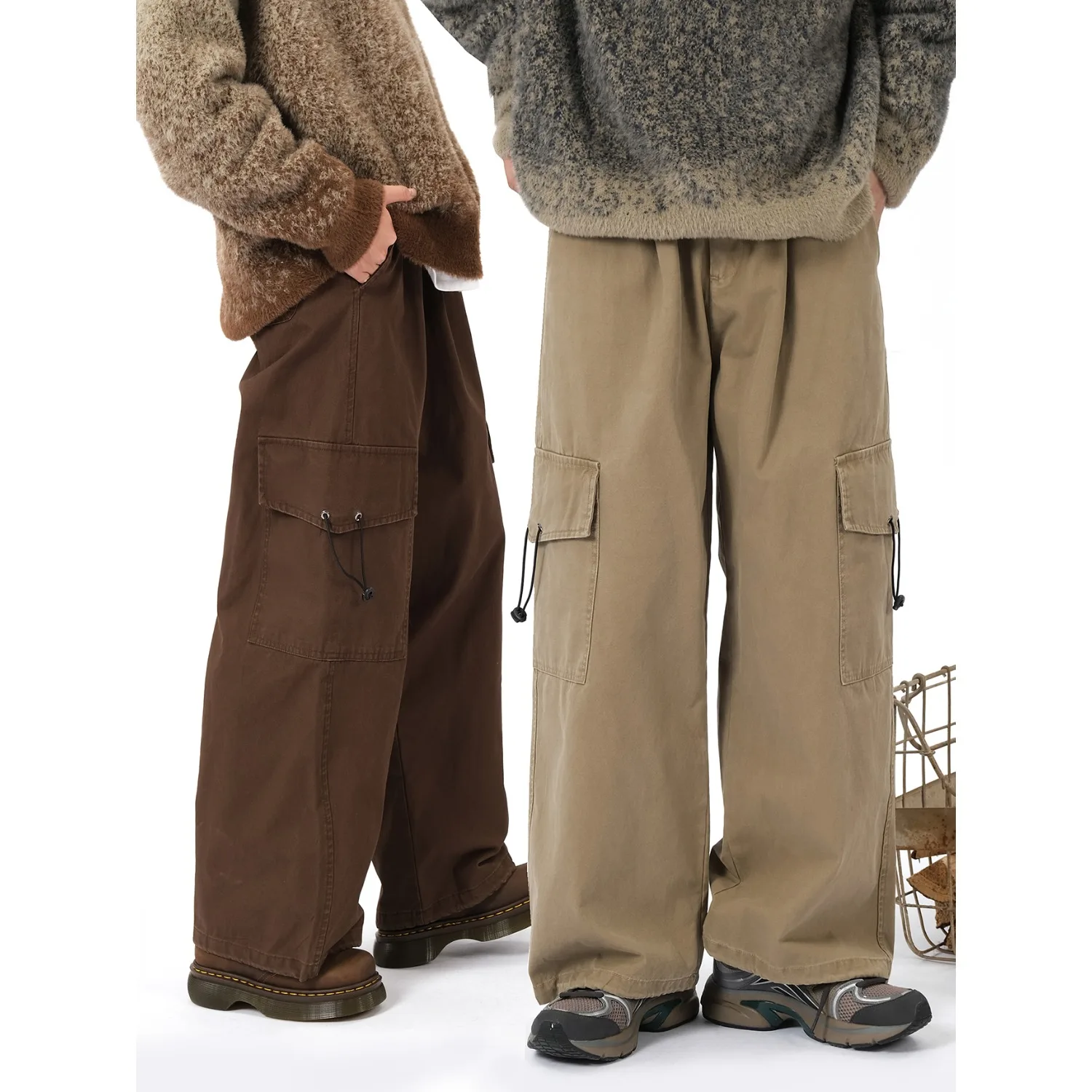 

American Retro Multi-ket Work Pants Loose Cuffed Straight Leg Casual Wide Leg Pants for Men And Women Spring Autumn Trendy...