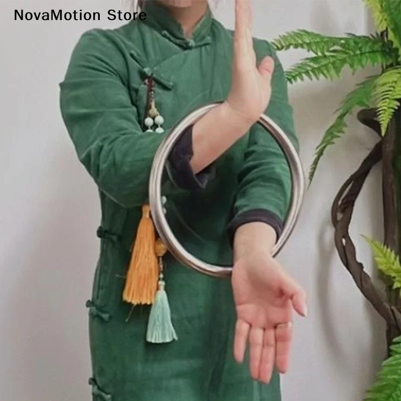 Wing Chun Stainless Ring Yewen Hand Strength Training Kung Fu Strength Training Hoop Exercise Ring Rattan Ring Diameter 220mm
