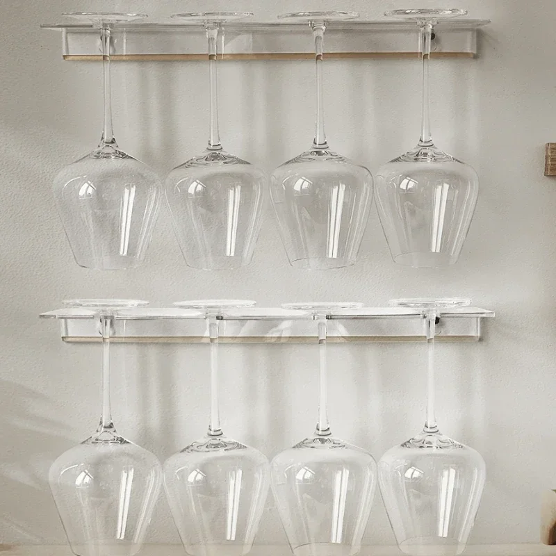 Sleek Acrylic Wine Organizer  Household Wine Glass and Bottle Rack Light Luxury Wall-Mounted Storage Modern Wine Shelf Hot Sale