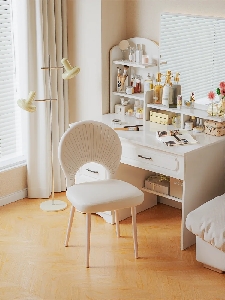 Cream Style Dining Chair, New Chair French Soft Bag Back Chair, Simple Household, Shell Chair