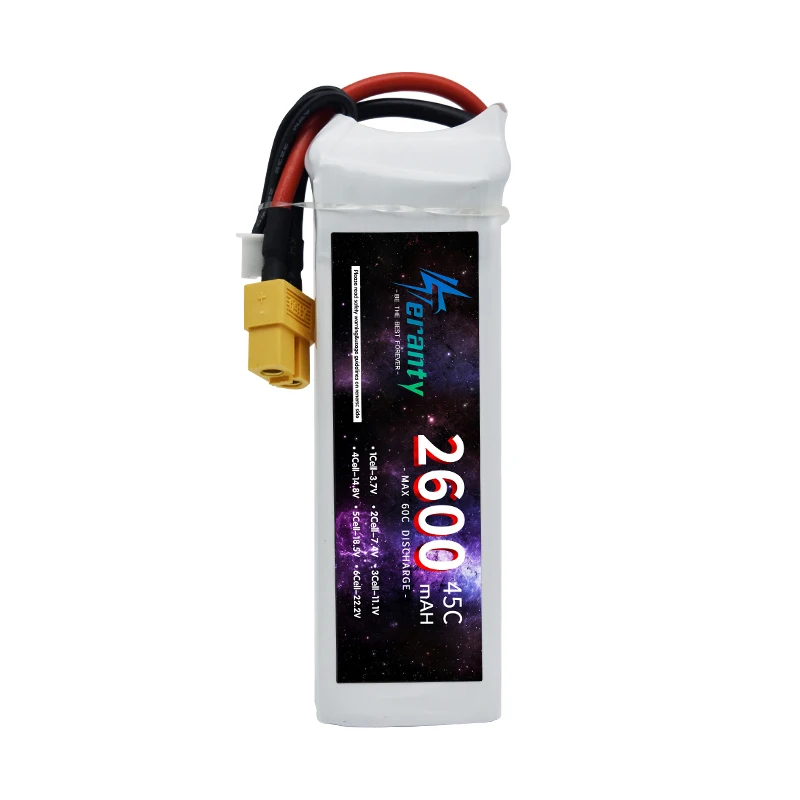 1/3PCS RC Battery 4S 45C 2600MAh 14.8V Lipo Battery With XT30/XT60/Deans T Plug For FPV Helicopter Drone Aircraft Racing