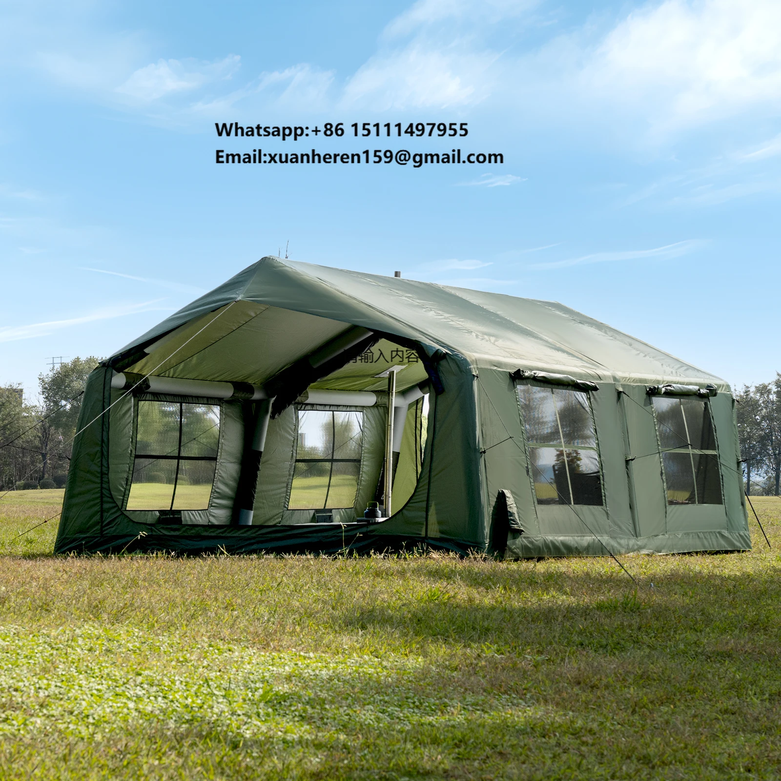 

Instant Setup 17.8㎡ Inflatable Family Camping Tent Heavy-Duty Oxford Fabric Large Air Tent for Spacious Glamping