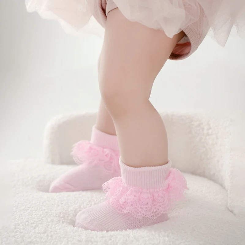 5 Pairs Toddlers Girls Frilly Socks Lace Soft Kids Ankle Sock Cute Children's Cotton Socks For Dressing Infant Floor Socken