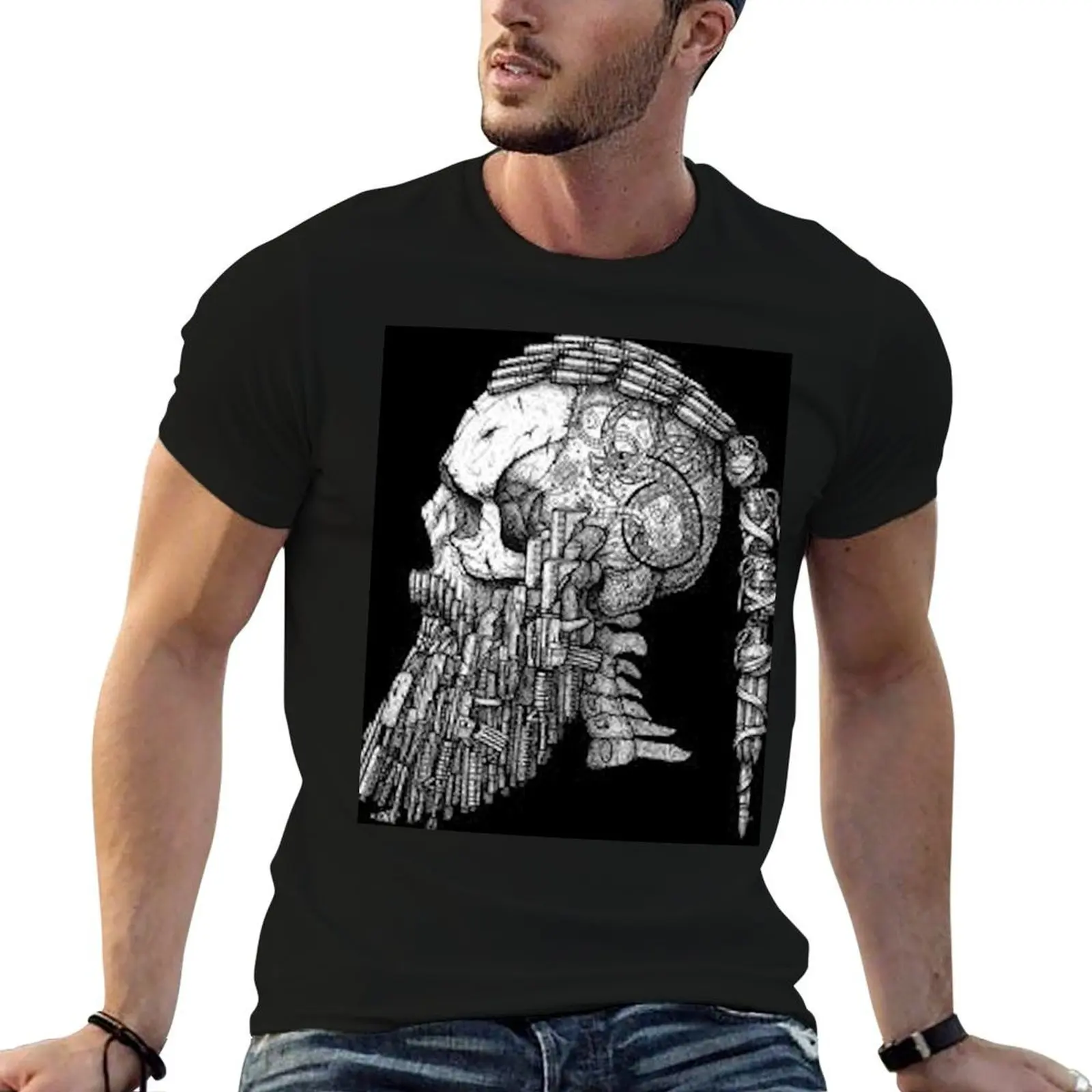 

Modern Weapons Viking Skull Mural T-Shirt man t shirts high quality luxury brand man t shirt cotton high quality T-Shirt
