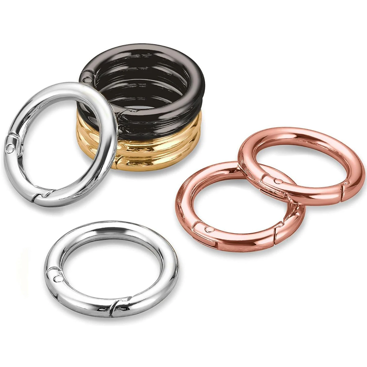 8 Pcs Trigger Spring O Rings(2 Sizes) Metal Keychain Clip, Circle Spring Key Ring for Keyring Buckle Purse Handbag Hardware