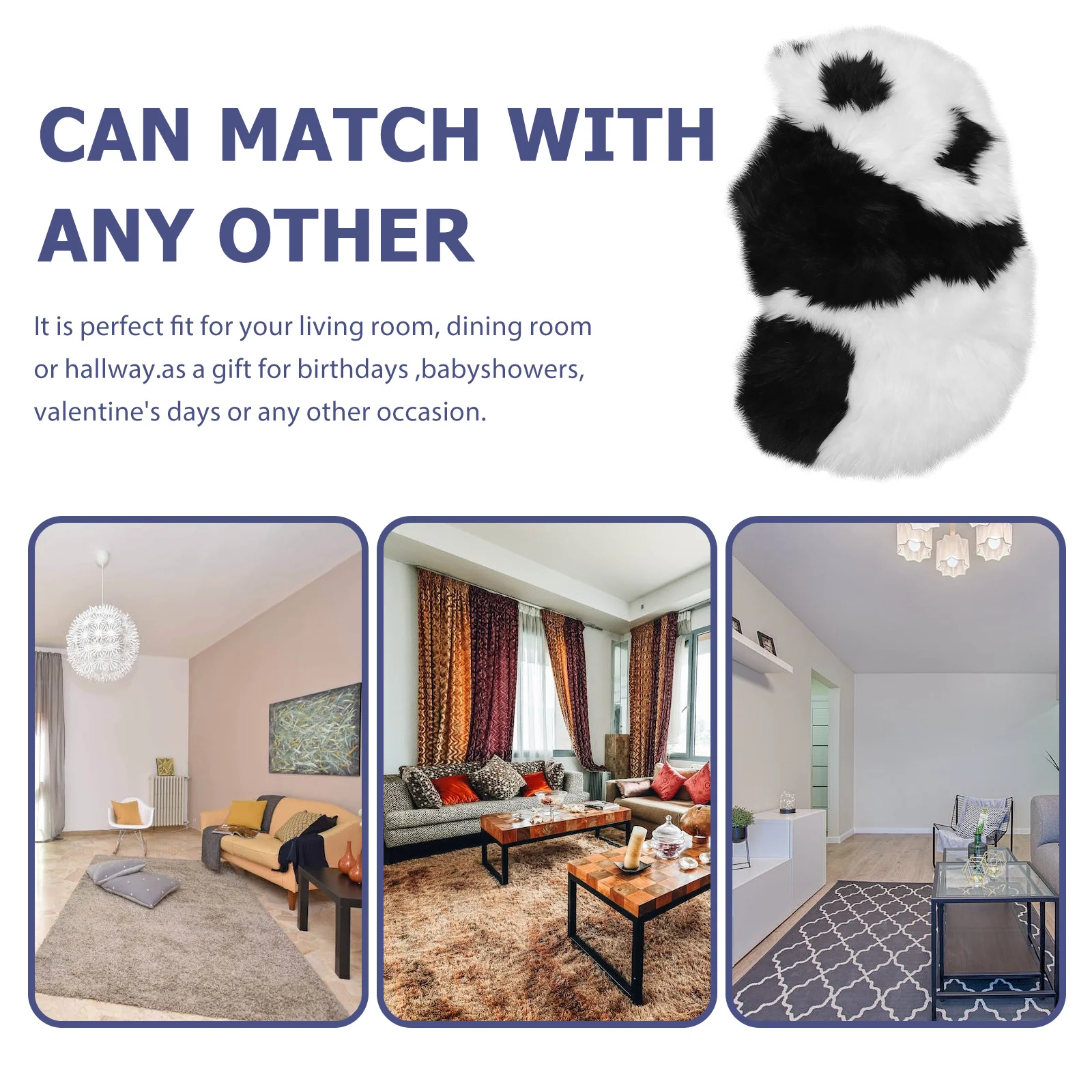 

Stylish Panda Carpet Floor Mat Modern Nordic Design Non-Slip Room Rug For Home Decoration Living Bedroom Hallway Gift Idea
