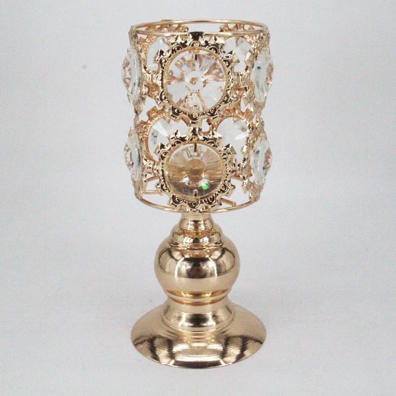 

z Luxury nordic wrought iron candlestick electroplated meta natural crystal candle holder candlestick
