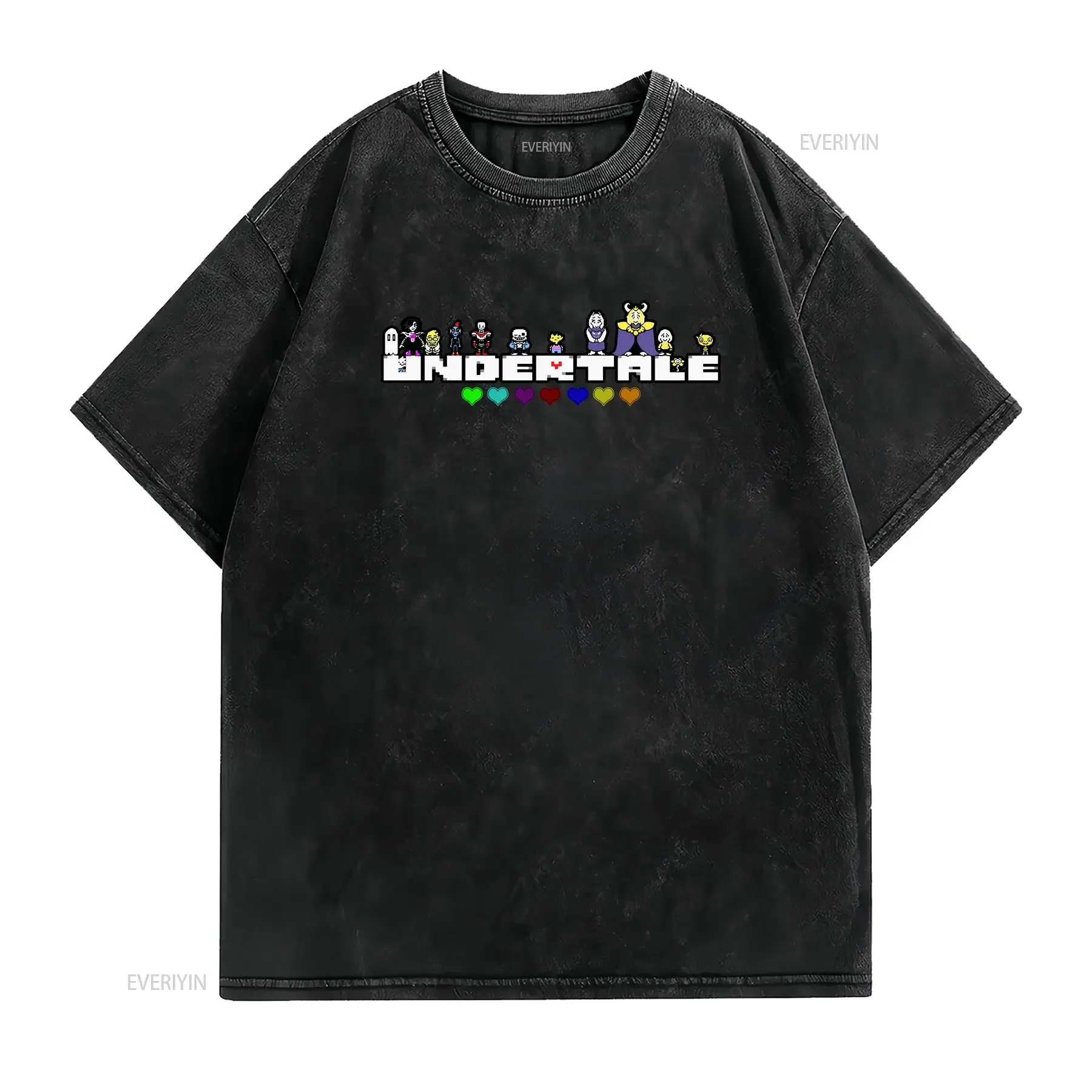 UNDERTALE All figures Logo RPG Game Sans Asriel Papyrus Frisk Men's T shirt vintage Washed Top For Everyday Wear Stretched