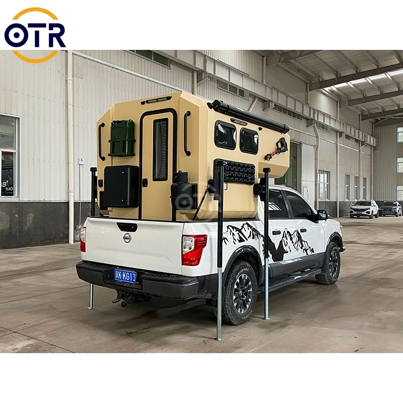 Off Road Pickup Camper With Roof Tent and Storage Boxes