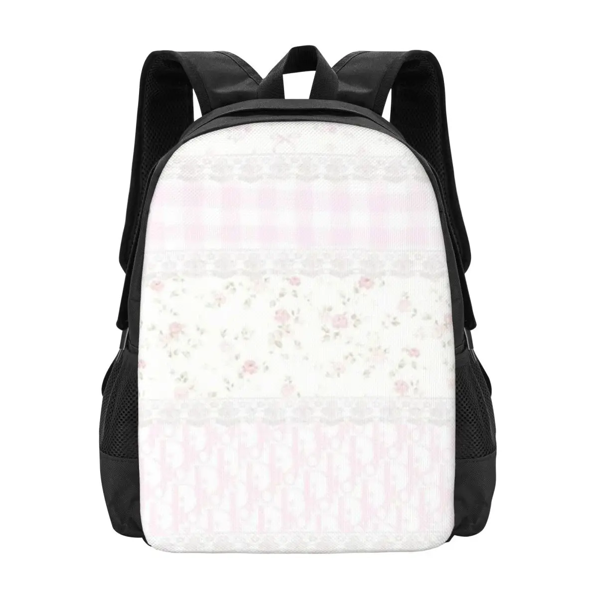 

Rose Gingham Lace Backpack Hot Sale Daypack Large Capacity Kids BookBag School Bag Shoulder Bags for Men Women