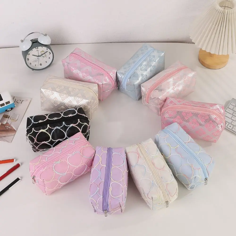 High Quality Love/Stripe Pattern Pen Bag Large Capacity Multifunctional Pencil Case Portable Stationery Bag Students