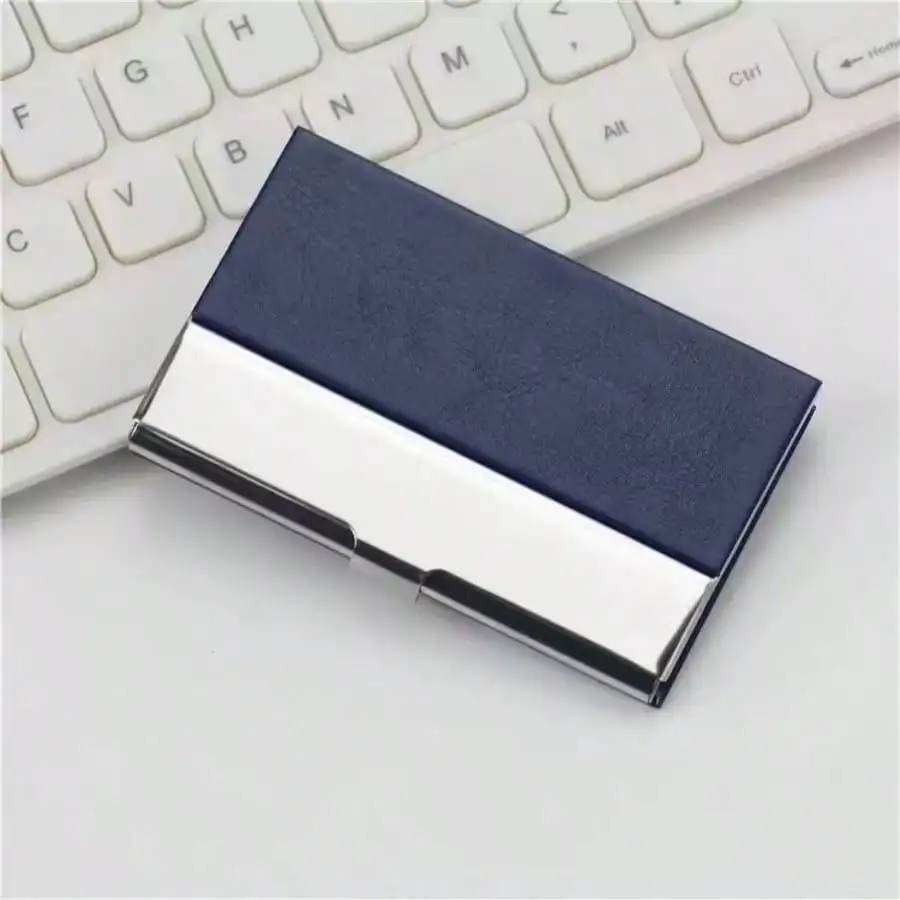 Engraved Leatherette Business Card Holder - Personalized Wallet Case Monogrammed Leather Business Card Holder