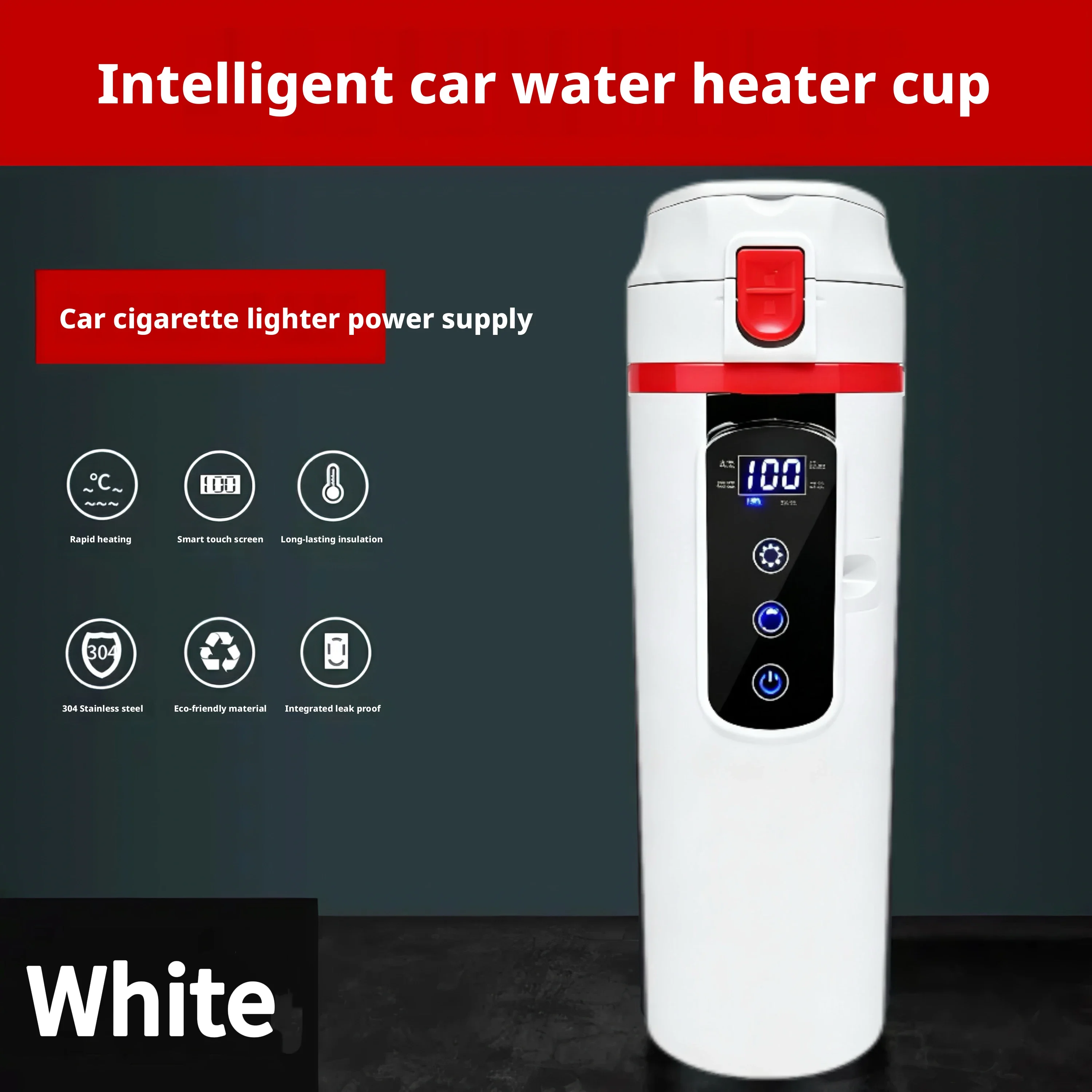 12V/24V Universal Car Electric Kettle 500ML Large Capacity Smart Heating & Insulation Cup with 304 Stainless Steel Inner Liner