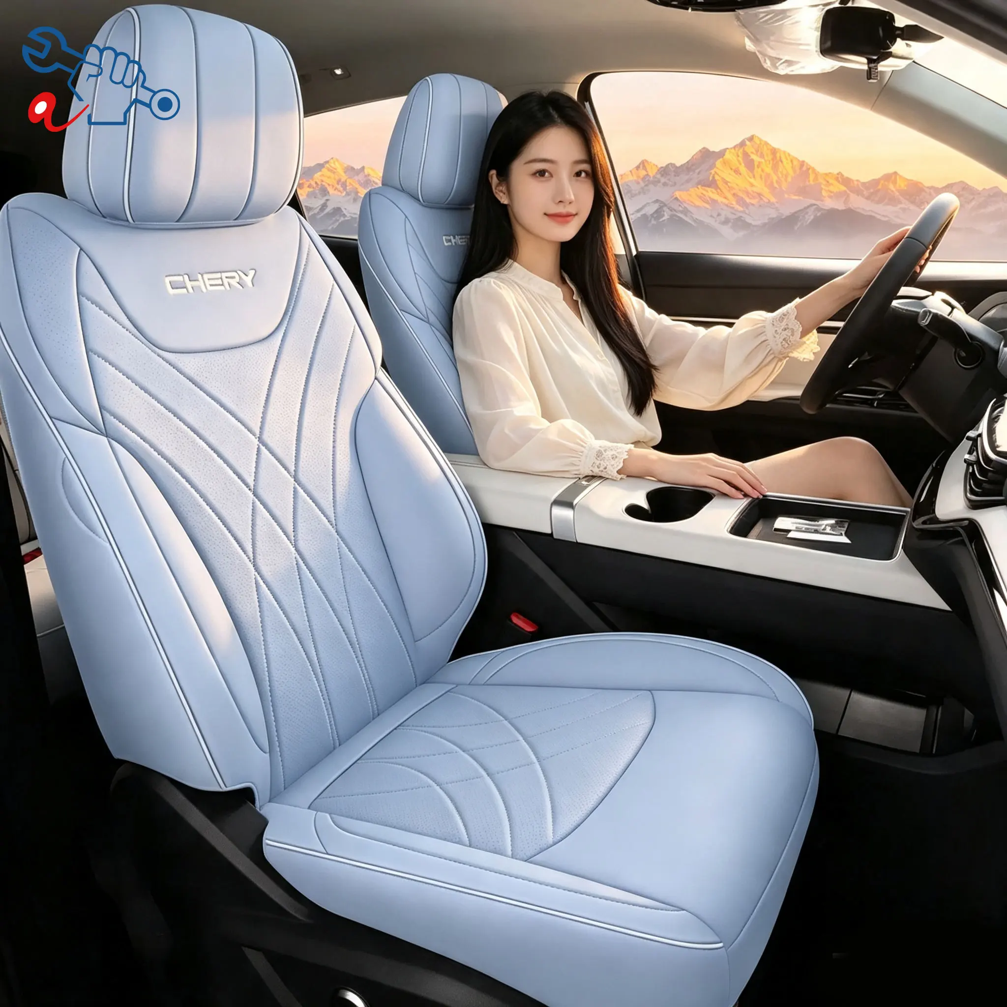 Left‑Drive Car Seat Cover For Chery eQ7 2023‑2026 All‑Weather Auto Seat Cushion Modified Interior Full Surround Seat Protector