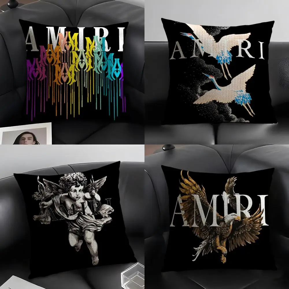 أزياء العلامة التجارية أ-أميري غطاء الوسادة الكتان الطبيعي النسيج العضوي الوجهين الطباعة أريكة ديكور المنزل هدية كيس وسادة