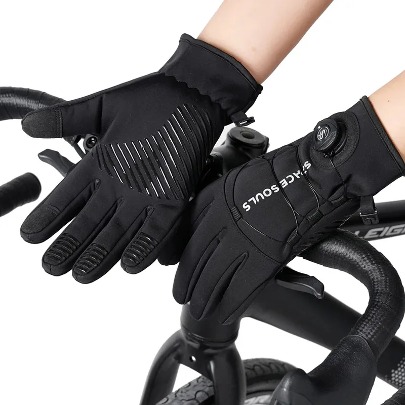 Winter Buckle Cycling Gloves Unisex Windproof Touch Screen Warm Gloves Men's Women's Outdoor Sports Running Skiing Gloves