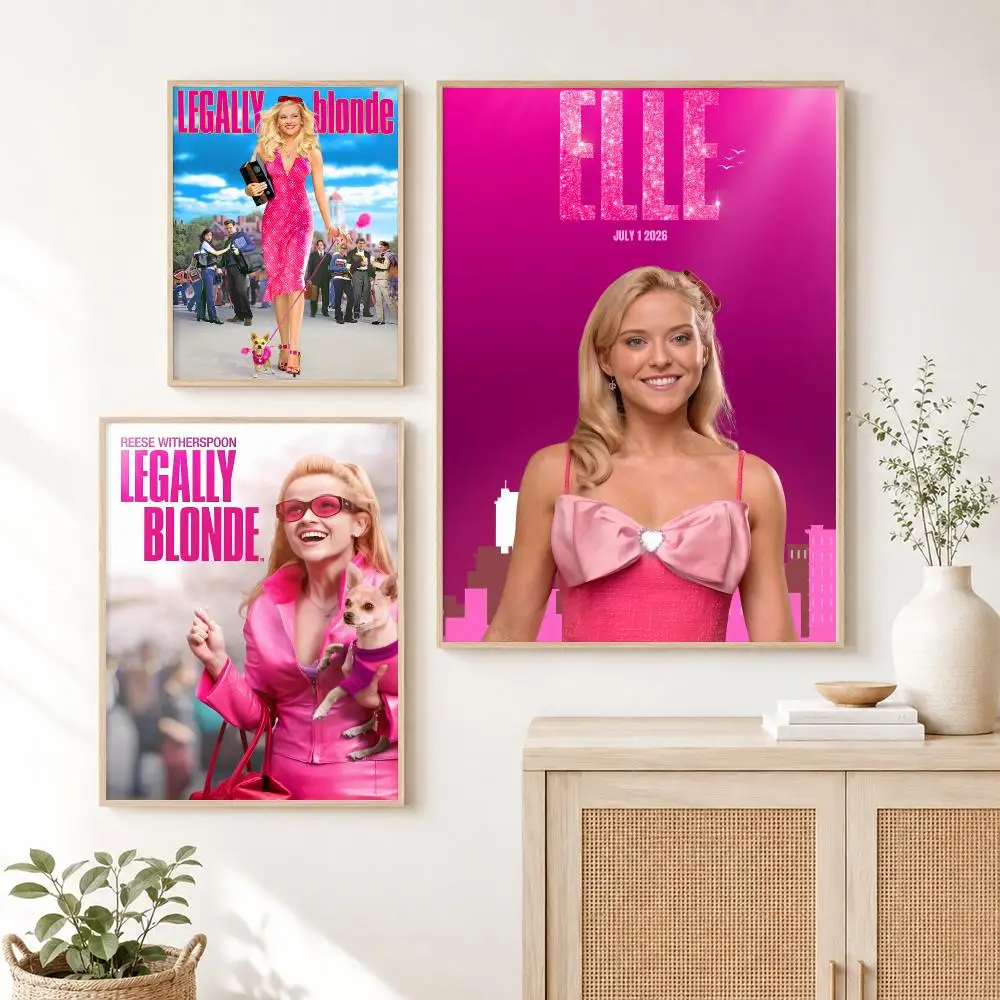 Vintage Movie Movie L-Legally Blonde Poster Self Adhesive Wall Art Decor for Bedroom Living Room Office Home Decor Gift