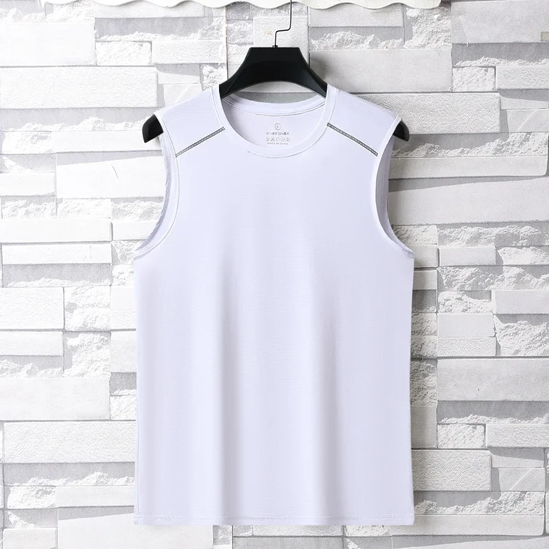 New High-quality Ice Silk Breathable Men's Camisole Vest Lightweight Sweat Absorbing Quick Drying Outdoor Training T-shirt