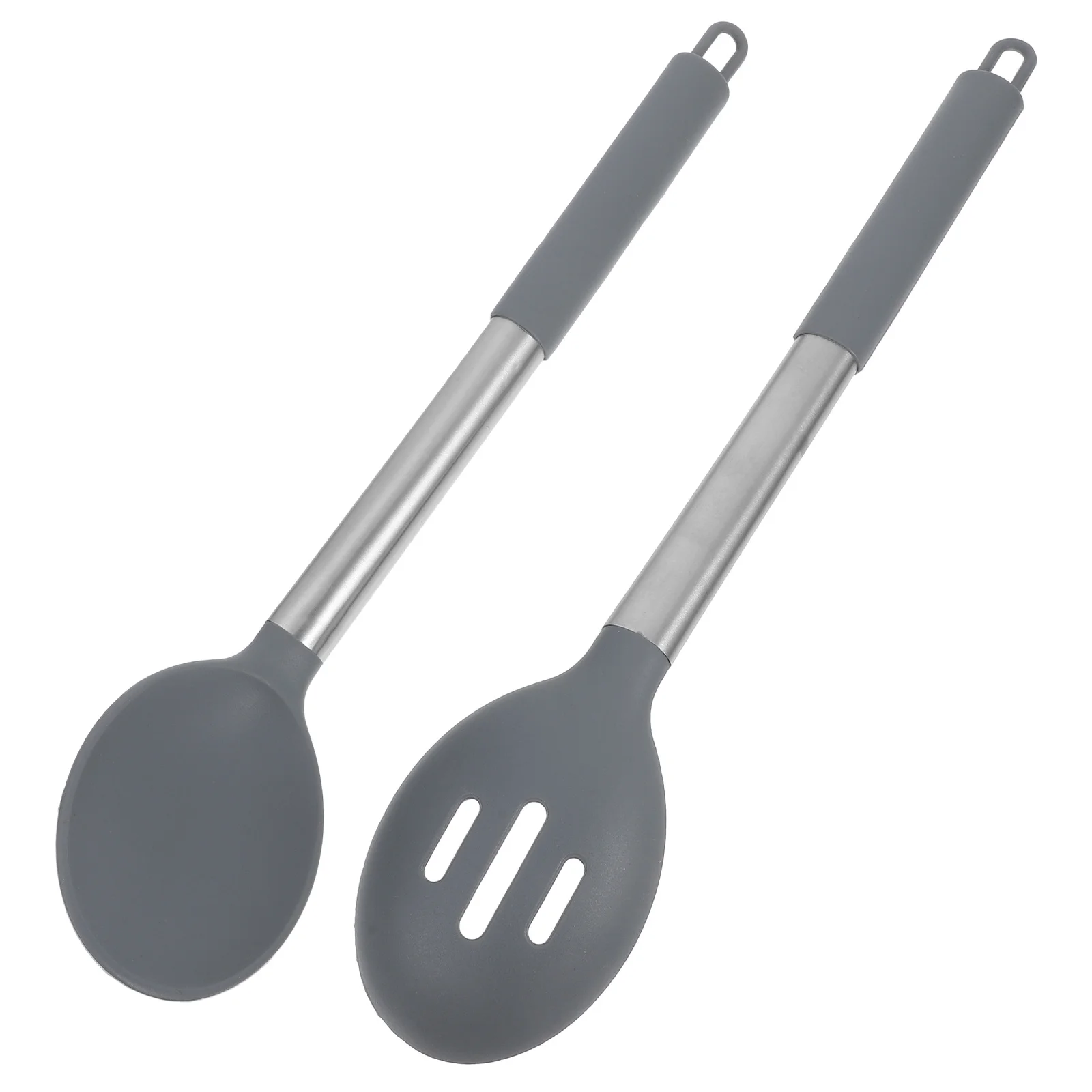 

2Pcs Silicone Kitchen Utensils Set Heat Resistant Nonstick Slotted Spoon Serving Spoon Stainless Steel Handle Cooking Baking