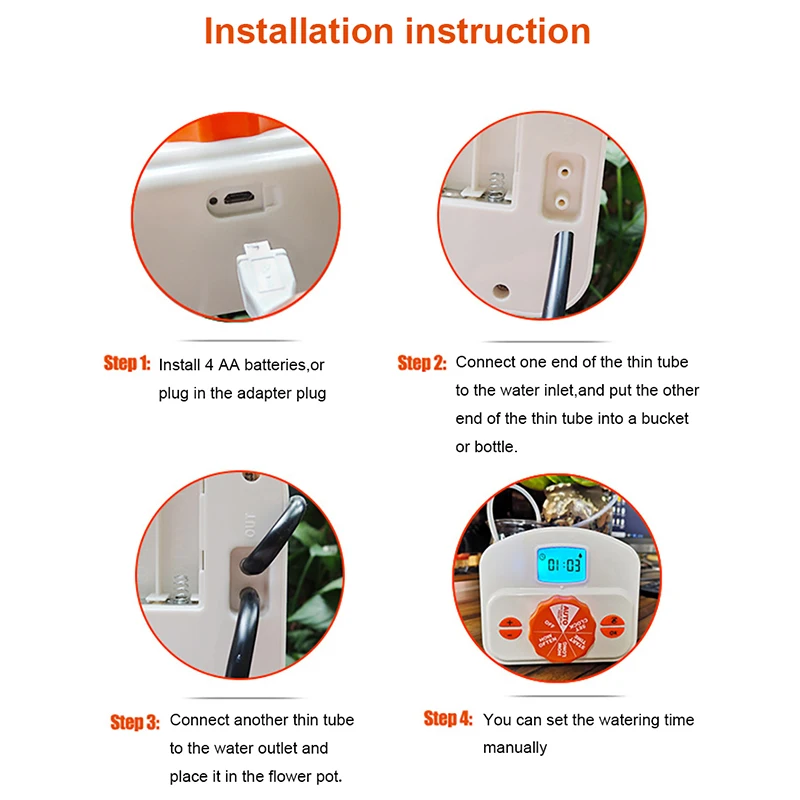 Indoor Plants Automatic Watering Controller  LCD Digital Display  Irrigation System Programmable Watering Timer for Garden