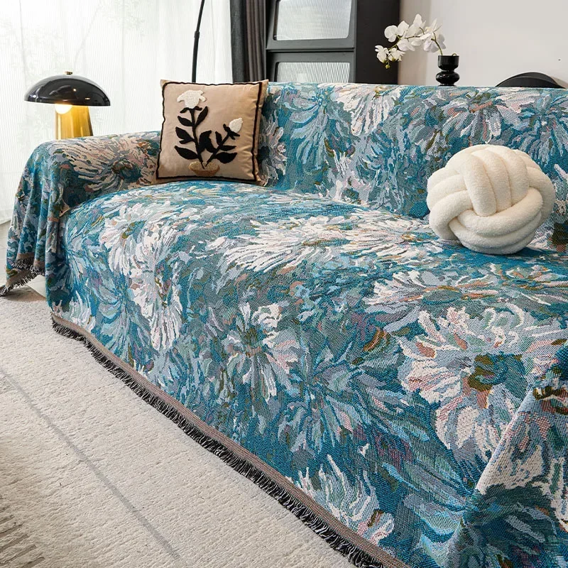 1PC Sofa Cover Autumn and Winter Blue Enchantress Sofa Cover Warm Non-slip Anti-cat Scratching Home Textile