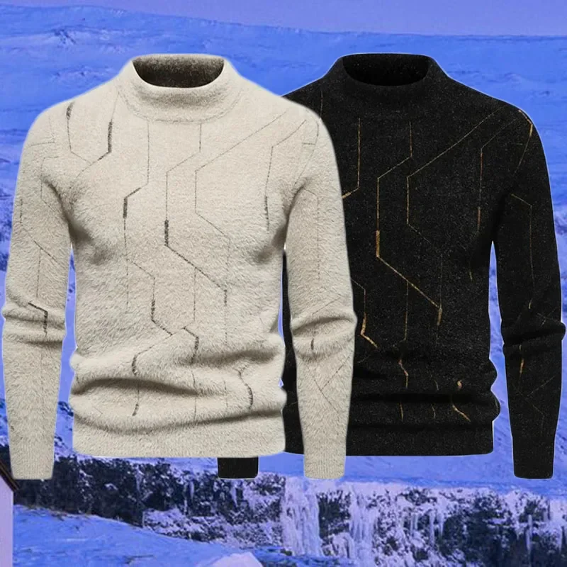 

Autumn Winter Sweater Line Personality Bottom Shirt Male Simple Fashion Men Casual Warm Coldproof Pullover Top Clothes