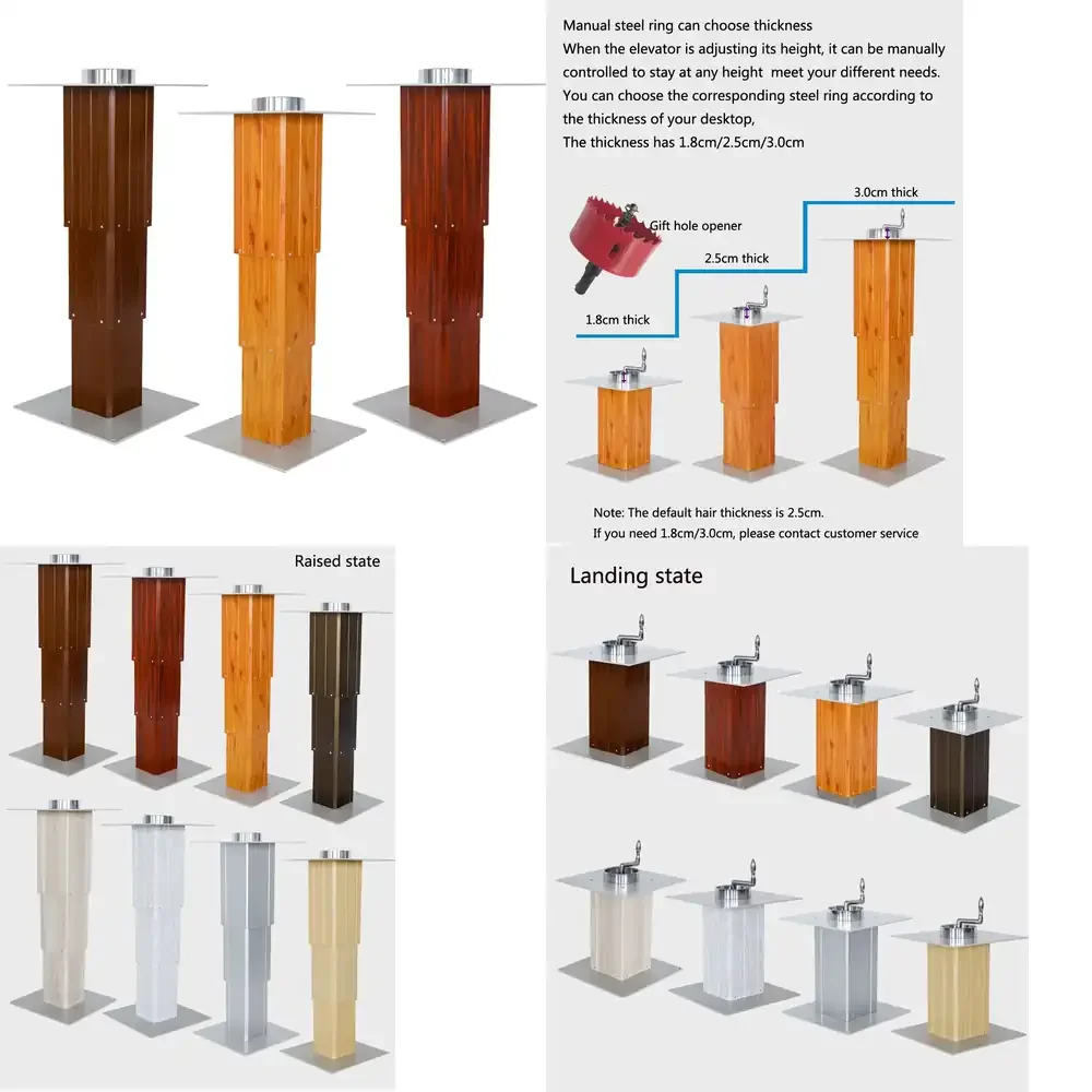 Qwinn 2026-Tatami manual lifting table Bearing 60kg Aluminum alloy lift platform 31-68/36-84/25-55/28.5-62/34-75/42-100cm