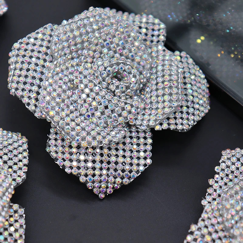 Rose Flower Crystal Glass Rhinestones Appliques, for Wedding Dresses, Bags, Shoes, Brooches, Hair, Home, DIY Crafts Accessories