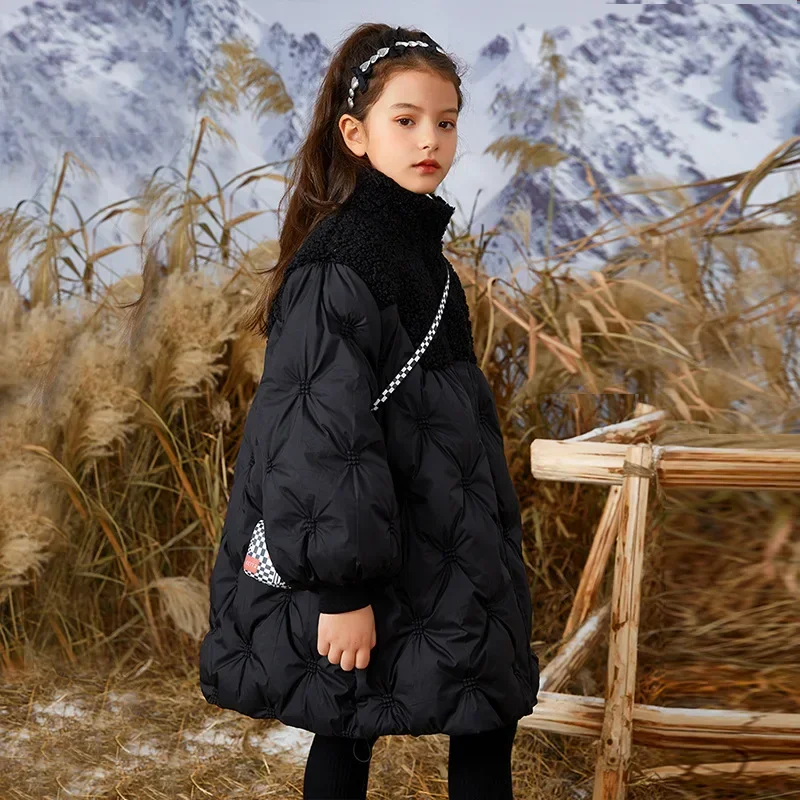 Girls Winter Cotton-Padded Jacket 2023 New Kids Cotton Coat Teenagers Clothes  Outdoor Wear  3-16Y Trend