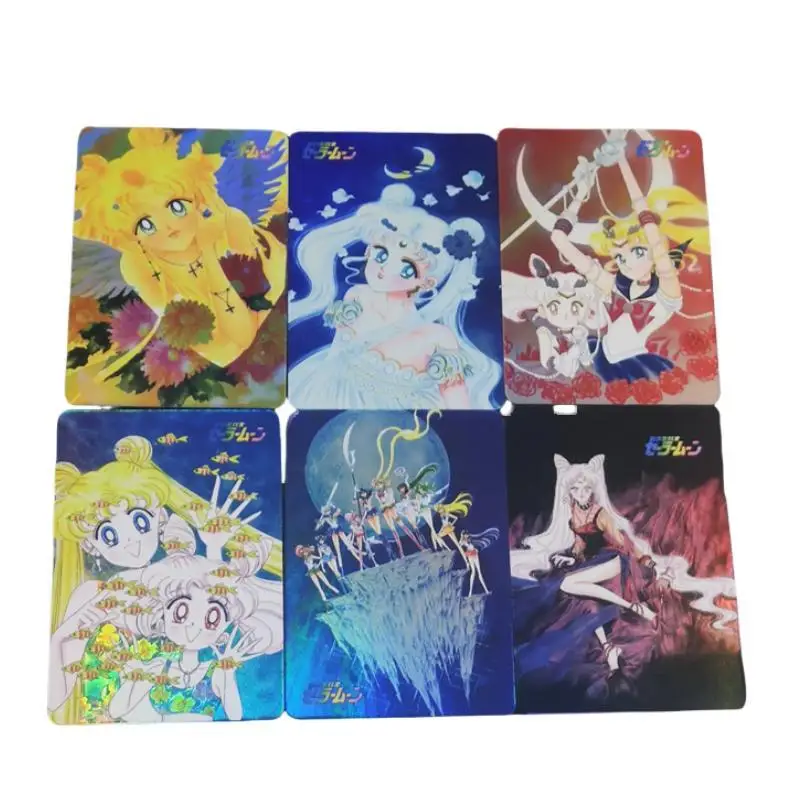 

6 шт./компл. Сейлор Мун Tsukino Usagi оригинальная картина флэш-карта Складная искусственная Аниме игра персонажи коллекционные карты