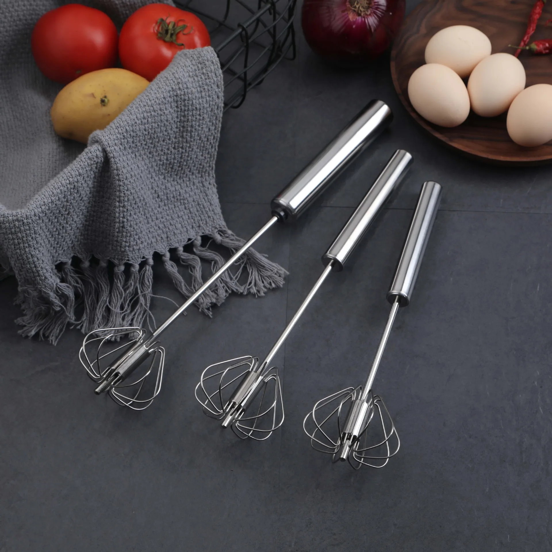 

Stainless Egg Beater Semi-Automatic Egg Tools Egg Stiring Cream Whisk Manual Mixer Household Kitchen Baking Accessories