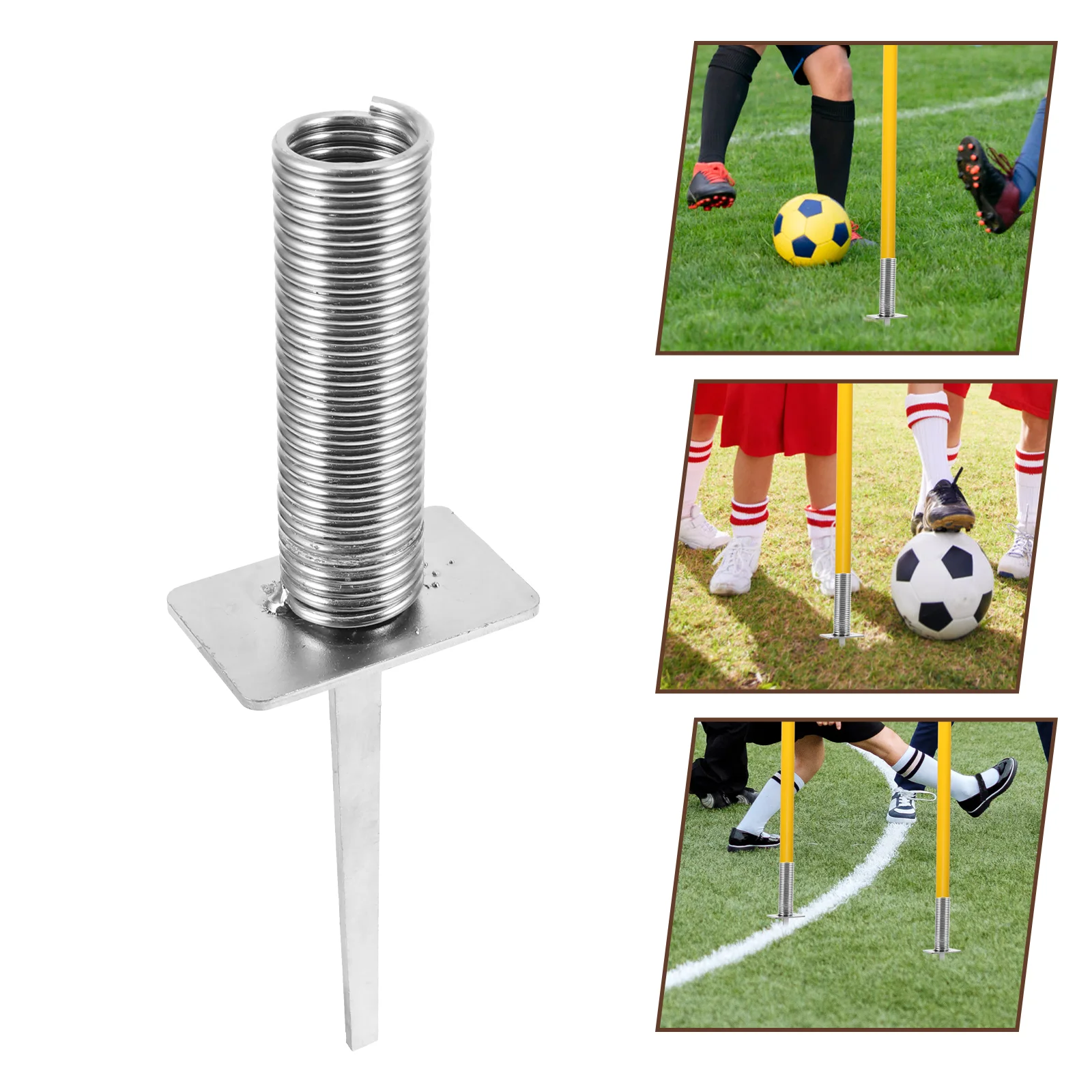 Spring Flagpole Training Equipment Soccer Flags Base Iron Stand Fixing Stake