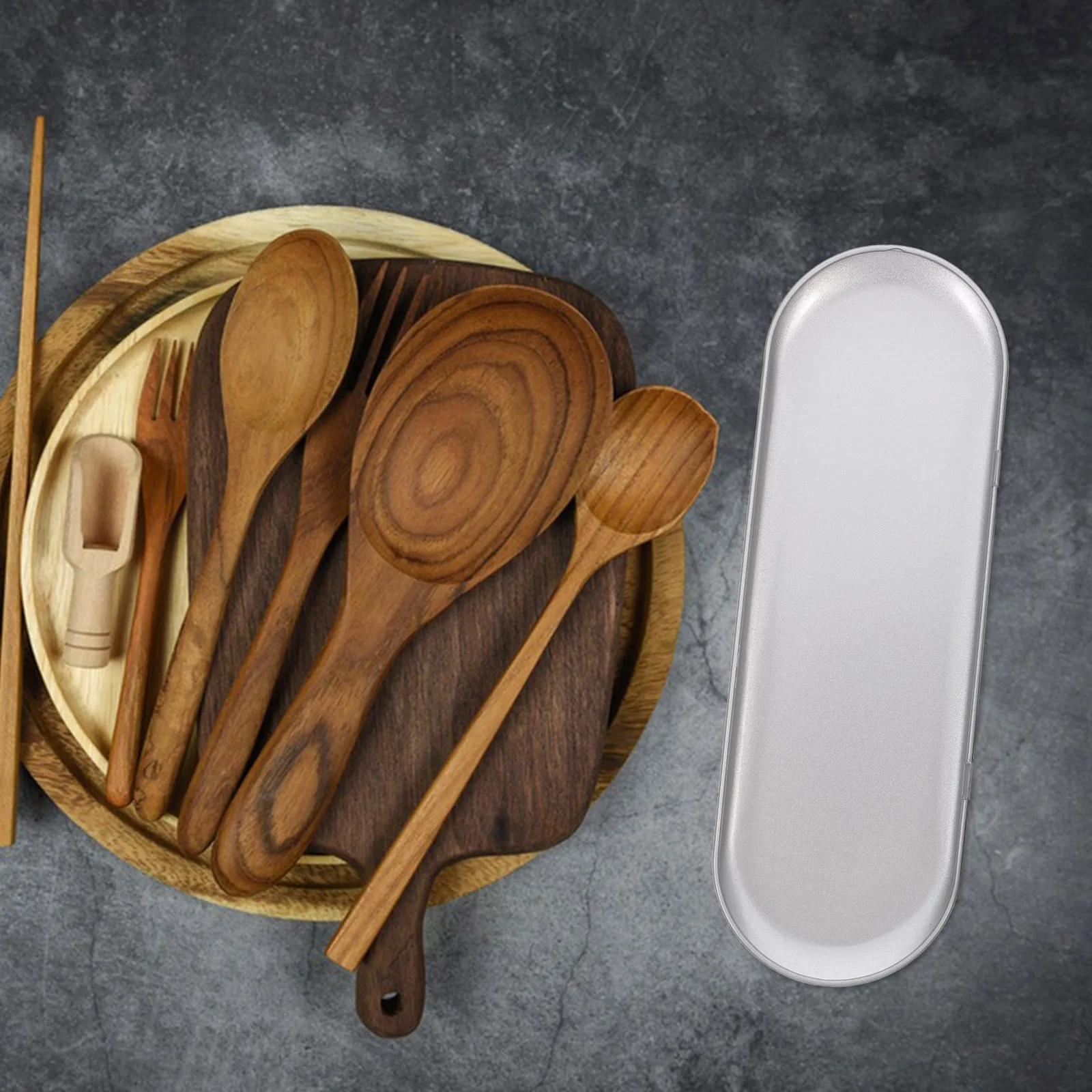 

Premium Cutlery Holder Box with Lid Utensil Storage Case Scratch-Resistant Easy Clean Countertop Organizer Knife Fork