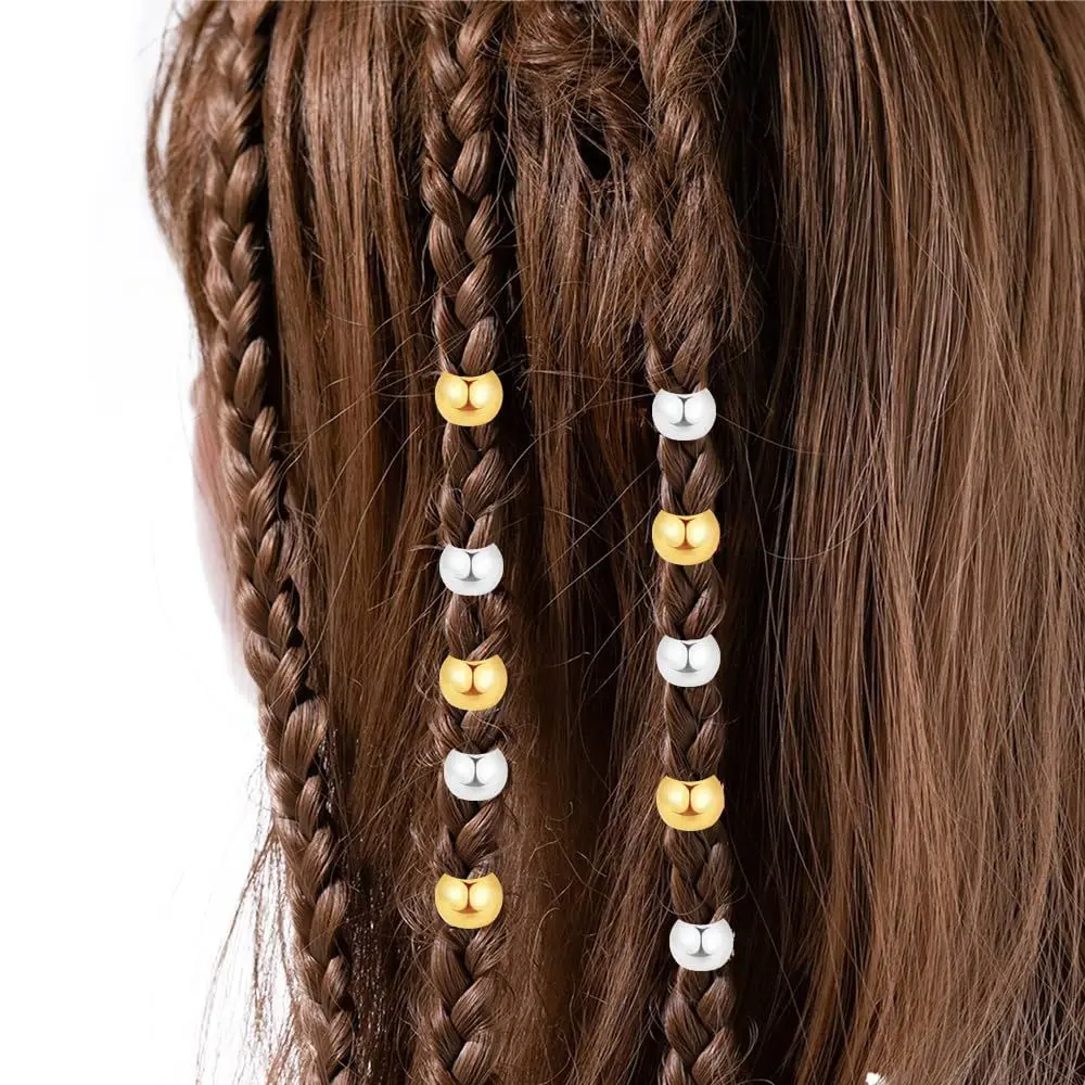 25 unids/bolsa 12mm cuentas de rastas galvanizadas de oro y plata son adecuadas para accesorios para el cabello rastas