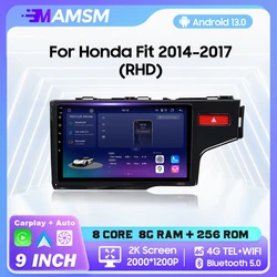 Mamsm-カーマルチメディアビデオプレーヤー,Android 13, 2k,ラジオ,rd,Bluetooth, 4g,GPS,CarPlay,ステレオ,ホンダfit 2014, 2015-2017