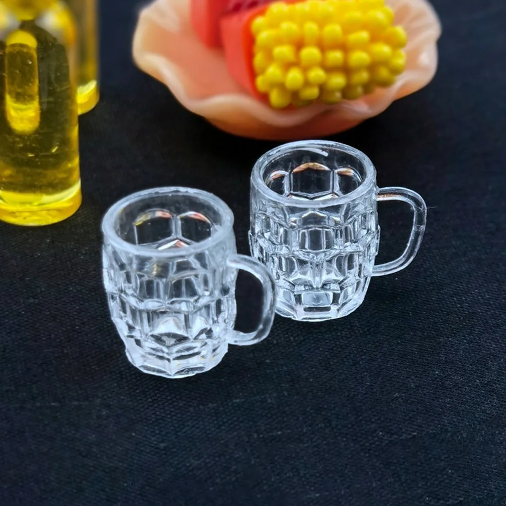 2PCS Mini Beer Mugs Simulation Wine Glass Model Winebowl Scale Models Mini Ornaments for Home Decor Crafts Desktop Decoration