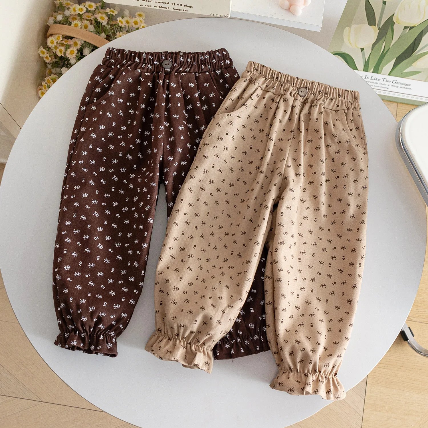Girls Floral Pants Stylish 2025 Autumn New for Baby Girls Lantern Pants Children Casual Pants Korean Versatile and Trendy