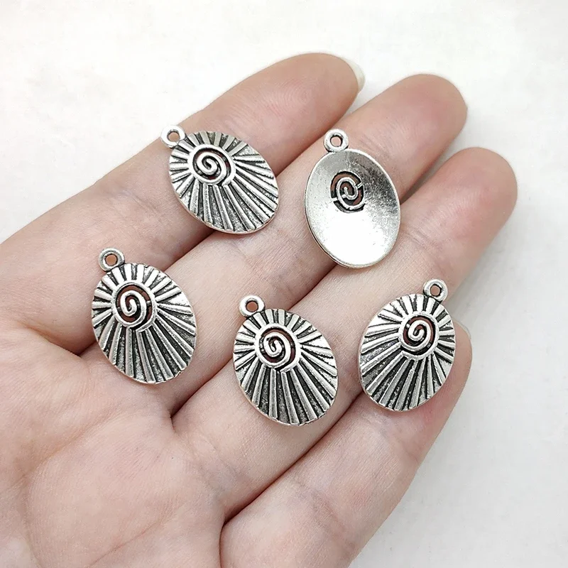 New Fashion 15pcs 20*14MM Retro Zinc Alloy Oval  Sun Shells Shape Charms DIY Jewelry Bracelets Earrings Accessories