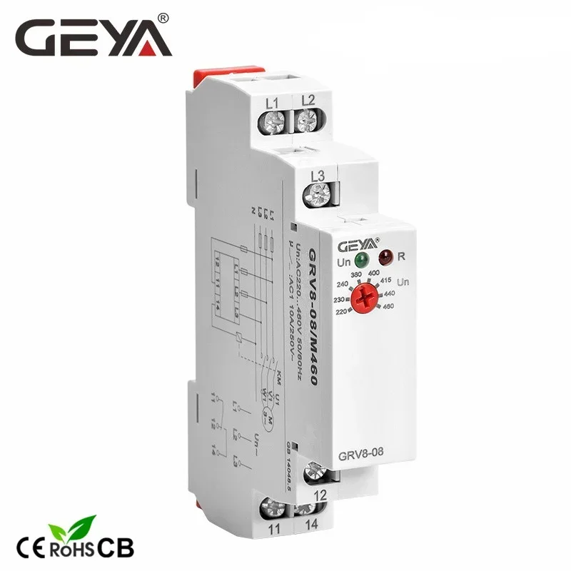 GEYA GRV8-08 Overvoltage Undervoltage Relay Phase Failure Phase Sequence Asymmetry Control Relay