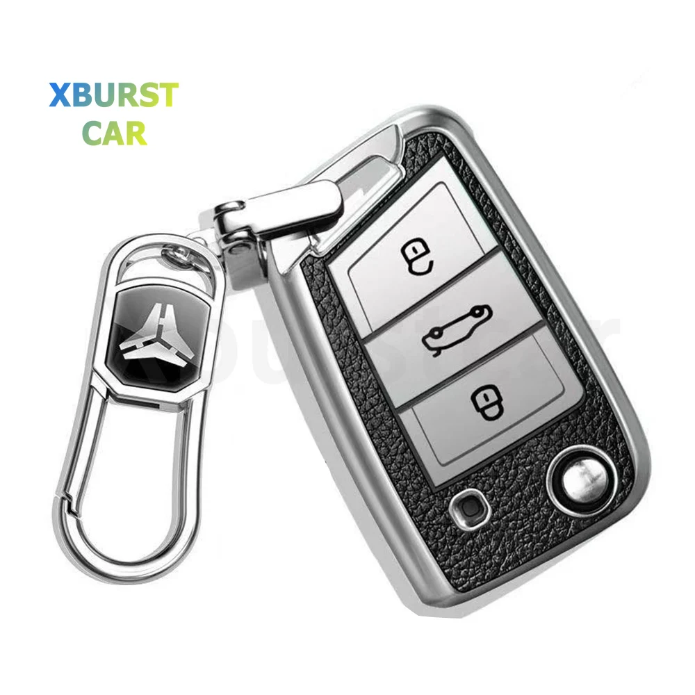 Key Case Cover For VW Touran Tiguan Golf 7 GTI POLO T-Cross T-Roc Skoda Rapid Kodiaq Octavia Fabia Seat Ibiza Leon Ateca Arona