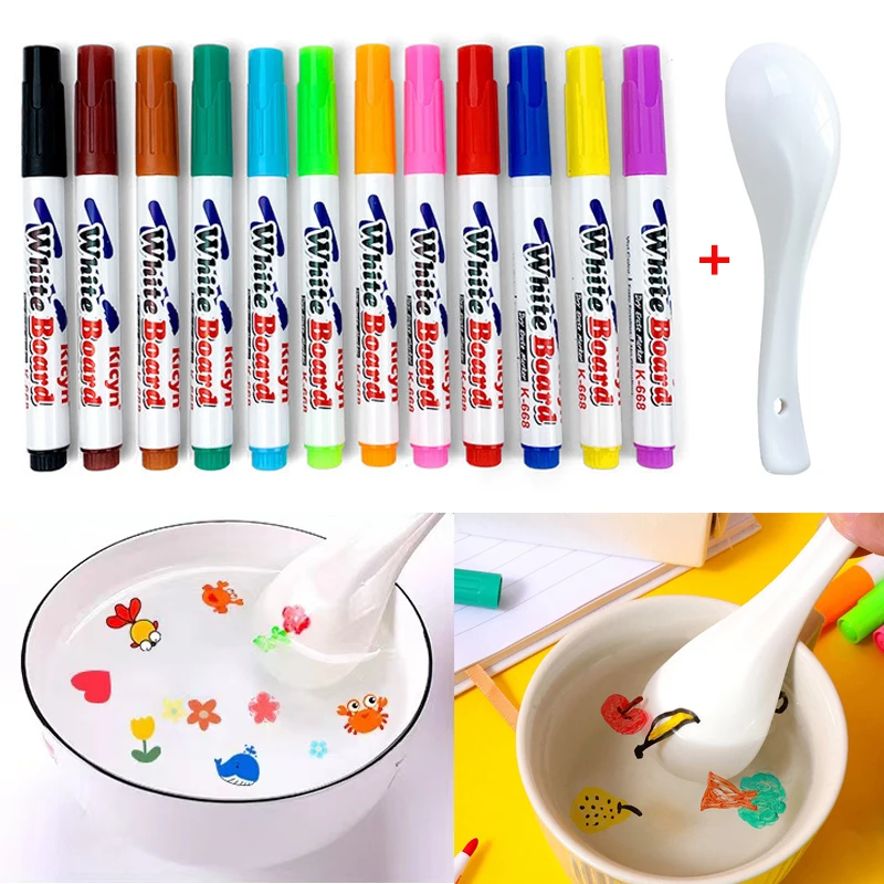 12 Pcs Magical Colorful Marker watercolor markers Doodle Water Pens Children Montessori Early Education Toys Kids Educational