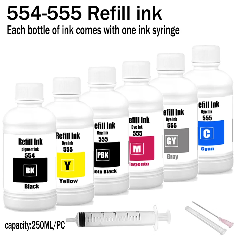 

Compatible Epson 554 555 Refill Dye Ink Kit For Epson EcoTank L8160 L8168 L8180 L8188 ET8500 ET-8550 EW-M973A3T EW-M873T Printer
