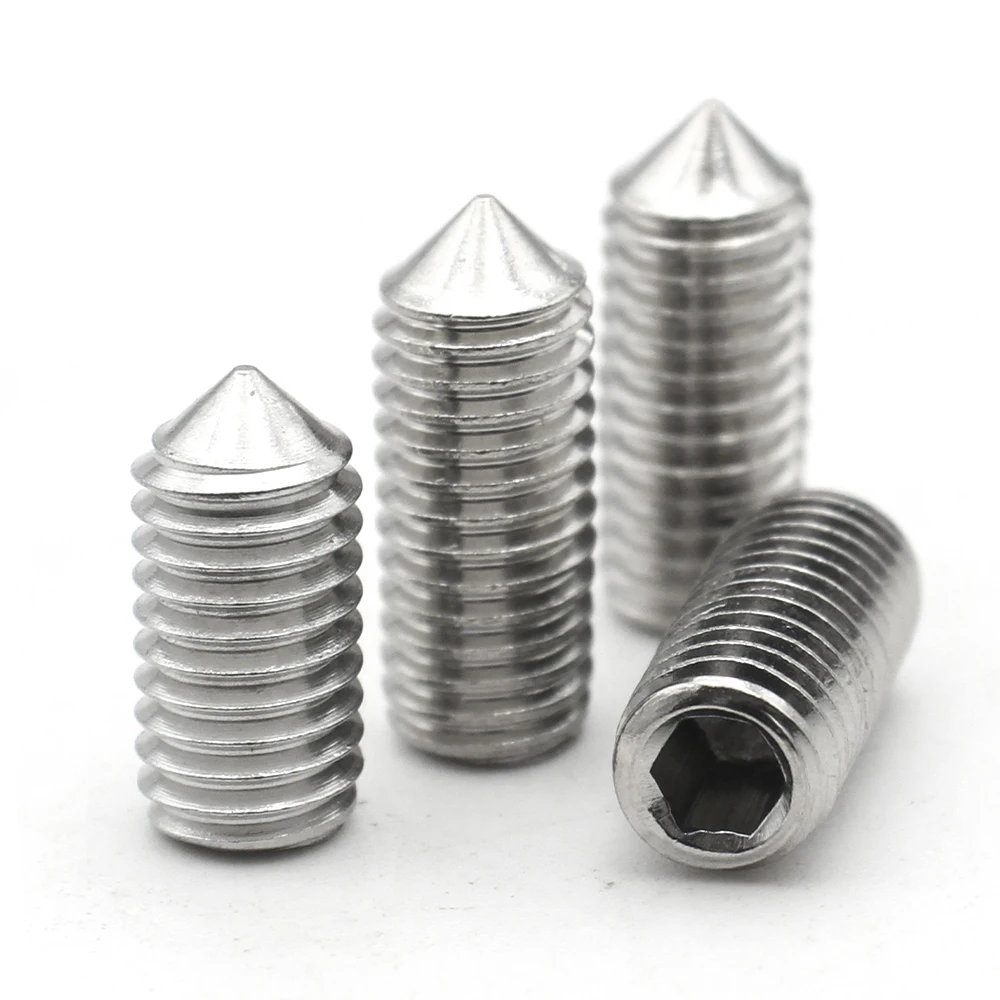10/pcs M2 M2.5 M3 M4 M5 M6 M8 M10 M12 DIN914 304 Stainless Steel Hex Hexagon Socket Set Screws Cone Point Grub Screw