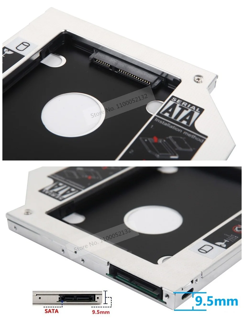 With Faceplate Bezel 9.5mm 2nd 2.5 SSD HDD Hard Drive Optical Bay Caddy Frame Tray Bracket for Lenovo IdeaPad V510-14IKB E42-80
