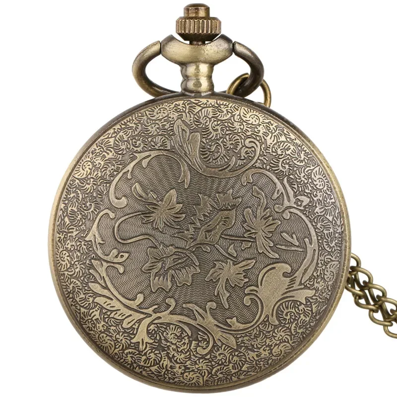 Engraved Constellation Full Hunter Antique Quartz Pocket Watch for Men Women Necklace Pendant Chain Collectable Timepiece
