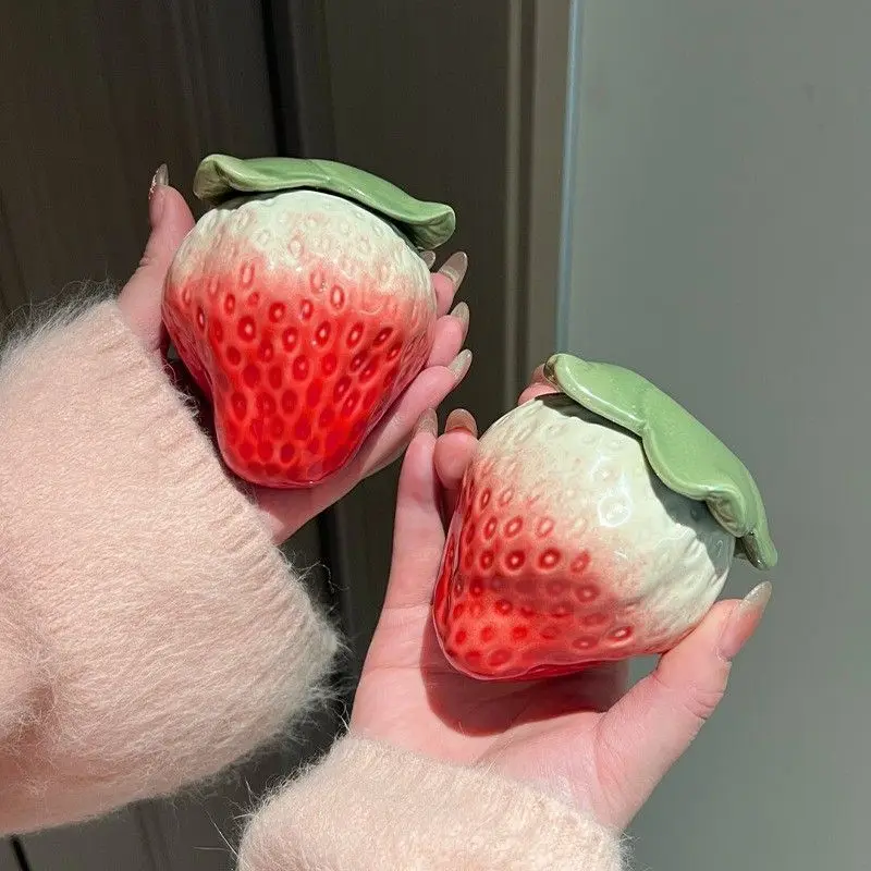 Strawberry Tea Can Ceramic Sealed Storage Can High-End Small Portable Food-Grade Nut Coffee Storage Can