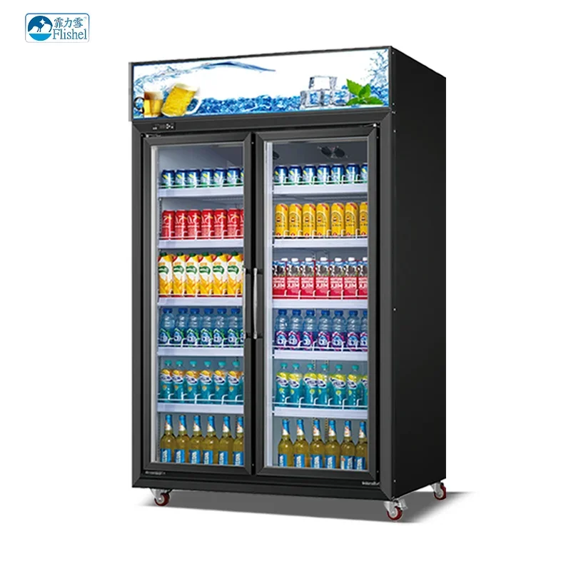 Convenience Store Cold Showcase Display Refrigerators Custom Glass Door Bottle Beer Beverage Fridge Showcase Display Cabinet