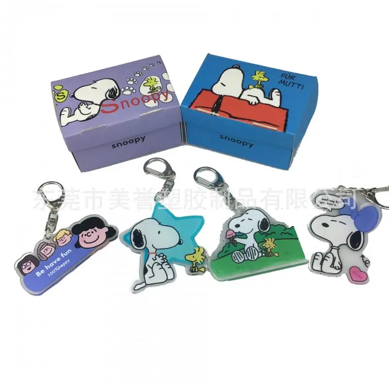 New Kawaii Miniso Snoopy Charlie Keychain Creative Acrylic Cartoon Animation Pendant Car Key Chain Bag Pendant for Friend Gift